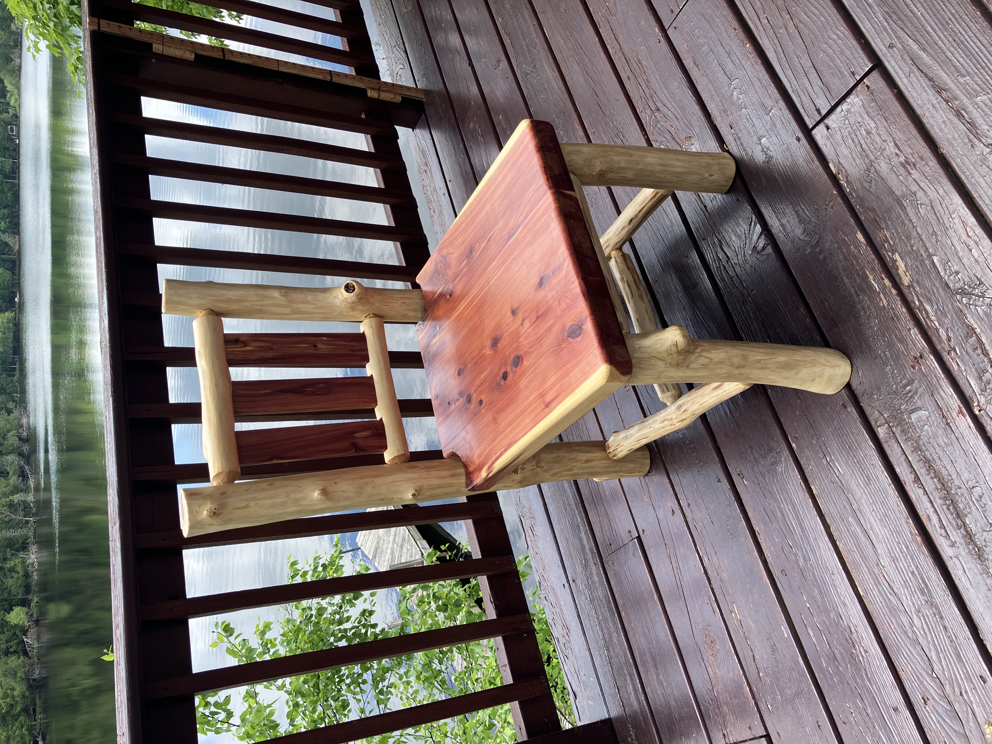Left angled view of the handcrafted chair used as a solo music chair